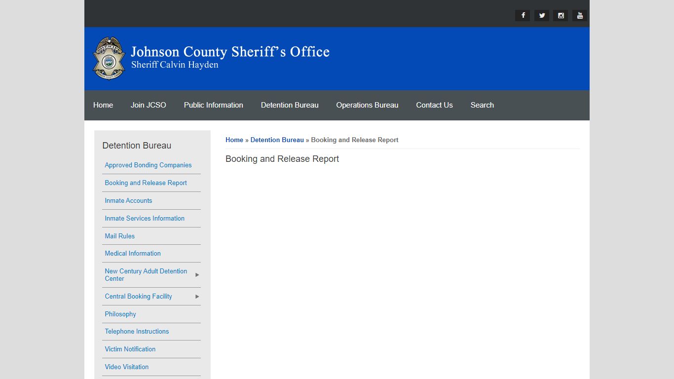 Booking and Release Report | Johnson County Sheriff