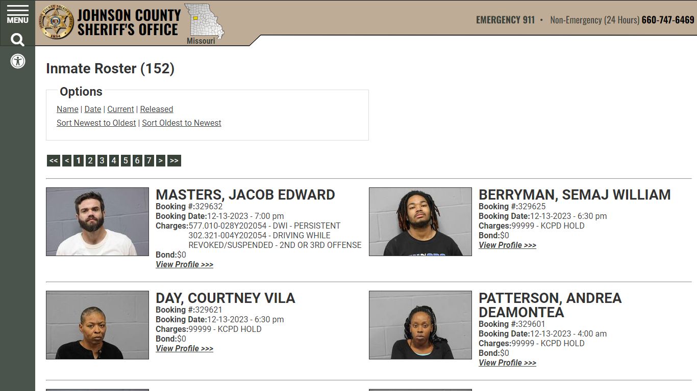 Inmate Roster - Current Inmates Booking Date Descending - Johnson ...